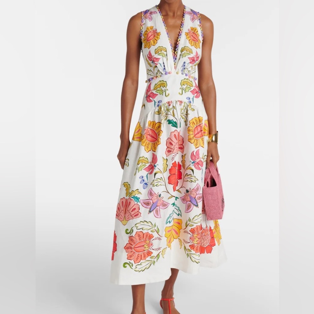 Farm Rio Floral Insects V-Neck Maxi Dress